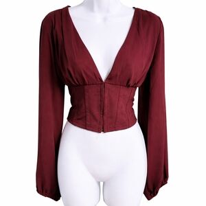 Fairy Chic Semi Formal Corset Top Peasant Sleeve V Fairycore Forest Festival L